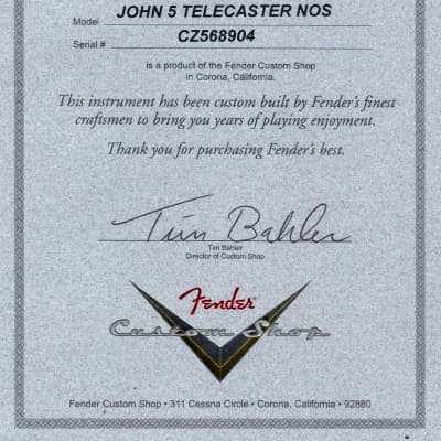Fender Custom Shop John 5 Signature Telecaster NOS - Black image 20