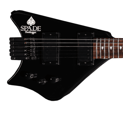BootLegger Guitar Spade Gibson Scale 24.75 Headless Guitar With Case 2022 Black image 7