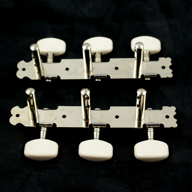 3 on Plate Classic Acoustic Guitar Tuners Set Nickel 1L 1R