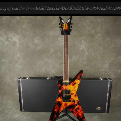 Dean Dime O Flame Flame Graphic with Korg digital pedal, original Dean hard case and stand & strap image 1
