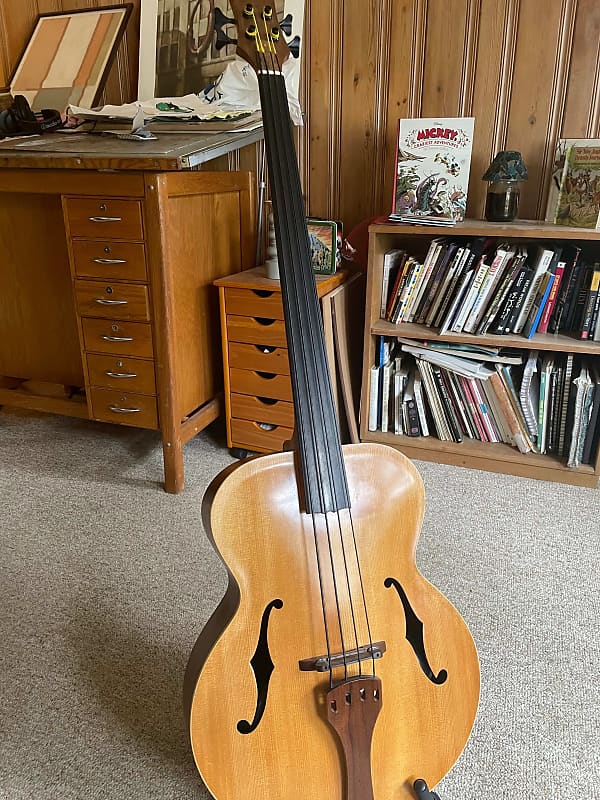 Custom Handmade Archtop Fretless Bass image 1