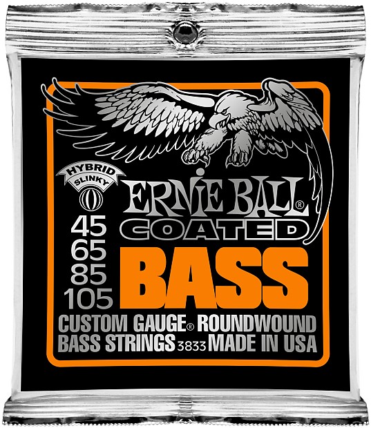 Ernie Ball 3833 Coated Hybrid Slinky Electric Bass Strings (45 - 105) image 1