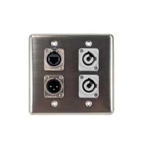 OSP Q-4-2PCB1E1XM Quad Wall Plate with 2 PowerCon B, 1 Tactical Ethernet, and 1 XLR Male Connector