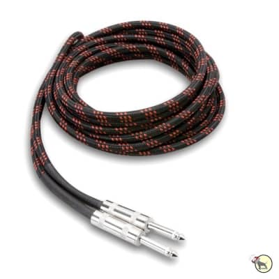 Hosa 3GT-18C5 Cloth Guitar Cable Straight to Same (Black/Red) (18ft) image 1