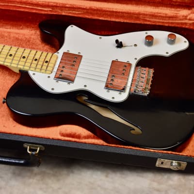 Vintage 1974 Fender Telecaster Thinline - Rare Factory Black - Super Clean Tele with Case and Tags! for sale