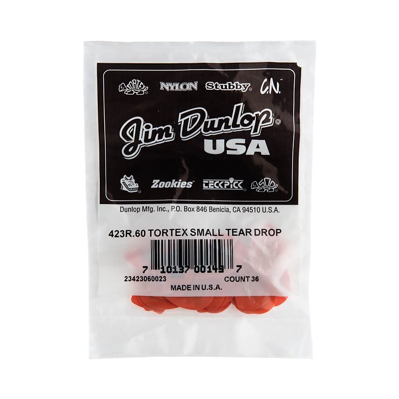 Dunlop 423R.60 Tortex Small Tear Drop -- Pack of 36 Picks image 1