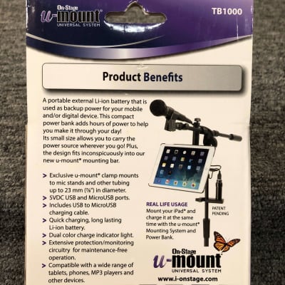 On-Stage TB1000 U-Mount Powerbank Recharger For Smartphone or Tablet image 3