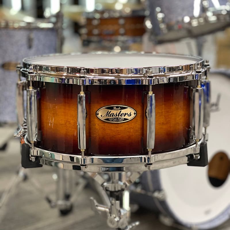 PEARL MASTERS MAPLE PURE 14X6.5 SNARE DRUM VINTAGE TOBACCO | Reverb