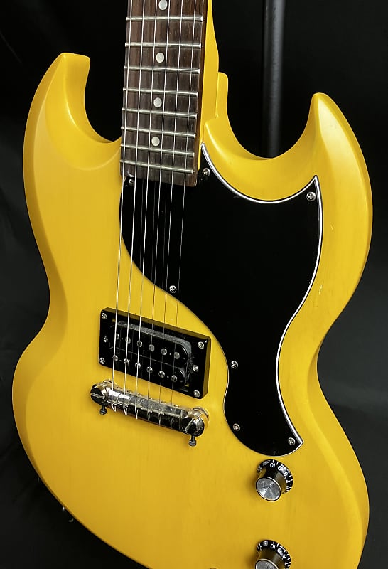 Epiphone SG Junior Electric Guitar Worn TV Yellow Finish | Reverb