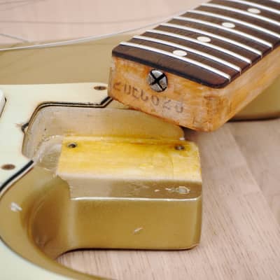 1963 Fender Stratocaster Vintage Pre-CBS Electric Guitar Shoreline Gold w/ Blonde Case, Hangtag image 19