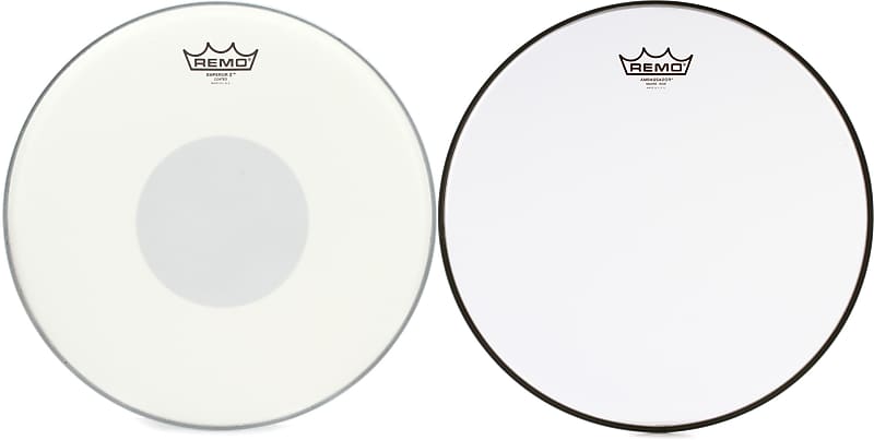 Remo Emperor X Coated Drumhead - 14 inch - with Black Dot  Bundle with Remo Ambassador Hazy Snare-side Drumhead - 14 inch image 1