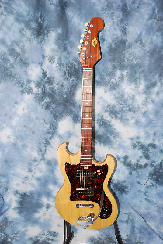 1975 Vintage RARE Global Dual Pickup Natural SG Style Guitar Pro Setup New Gigbag image 1