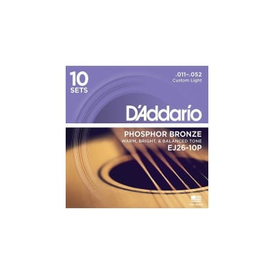 Cuerdas Acústica D'Addario EJ26-10P Phosphor Bronze 11-52 10-Pack image 2