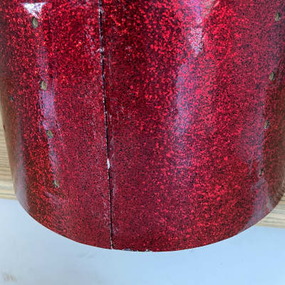 Ludwig 1960s 9x13 Tom Drum Shell 3 Ply Red Sparkle Rewrap Project Drum image 9