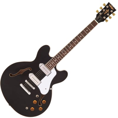 Vintage VSA500P ReIssued Semi Acoustic Guitar ~ Boulevard Black for sale
