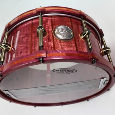 HHG Drums Purpleheart And Bubinga Stave Snare & Matching Wood Hoops, Satin Lacquer image 2