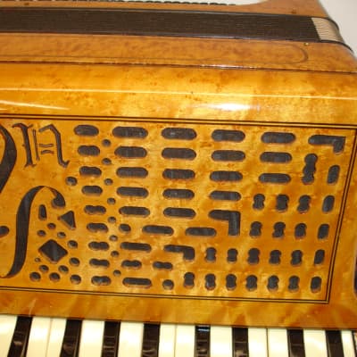 Vintage Antique "USA" Birds-Eye Maple Military Accordion w/ Geib Case image 8