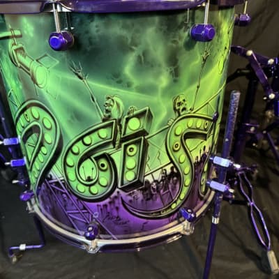 Rikki Rockett's Poison, Rockett Drum Works "Zombie" Kit: 22", 12", 14", 16", 6x14" Snare. Purple Hardware 2012 - Custom Graphics By Craig Fraser. SIGNED! image 24