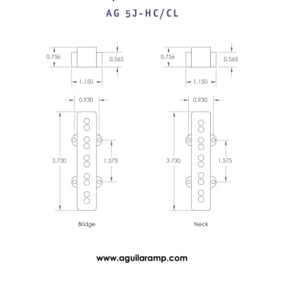 Aguilar AG 5J-HC/CL 5-String Hum-Canceling Jazz Bass Pickups (18mm Spacing) image 3