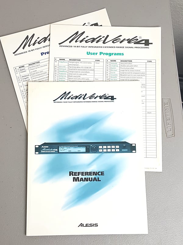 Alesis Midiverb 4 Original Owner's Reference Manual w/Prog Reverb