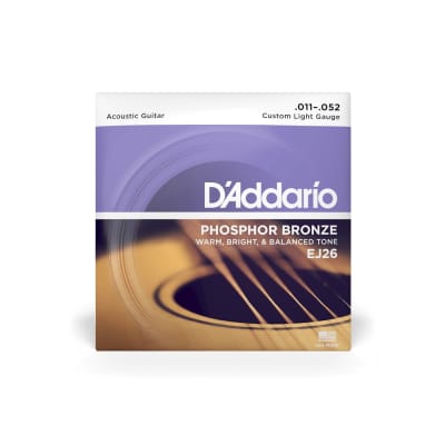 D'Addario EJ26 Phosphor Bronze Acoustic Strings, Custom Light 11-52 image 1