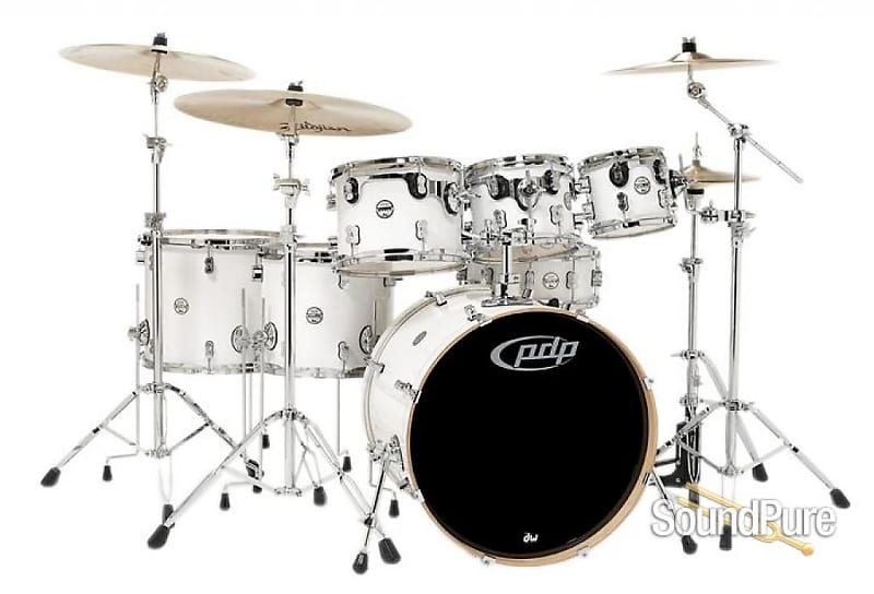 PDP 7pc Concept Maple Drum Set by DW-Pearlescent White image 1