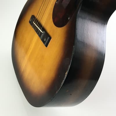 1960s Vintage Burst Solid Woods Silvertone Kay Acoustic Guitar Lacquer Finish Tortoise Binding HSC image 5