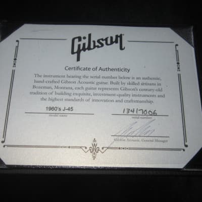 2017 Gibson Custom Shop 1960s J-45  Black w/ Original Case and Certificate image 8