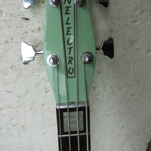 Left Hand Danelectro  Longhorn Bass Guitar, 1990's Surf Green, Converted From Right Hand image 2
