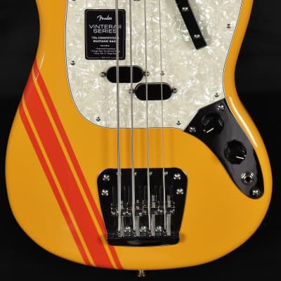 Fender Vintera II 70s Mustang Competition Orange Electric Bass Guitar w/ Gig Bag image 1