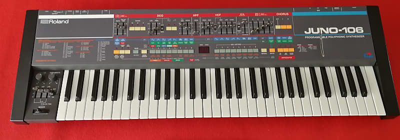 Roland Juno-106 61-Key Programmable Polyphonic Synthesizer 1984 - 1985 - Black image 1