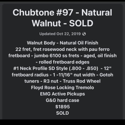 Chubtone  Strat 2019 Hand oiled walnut image 13