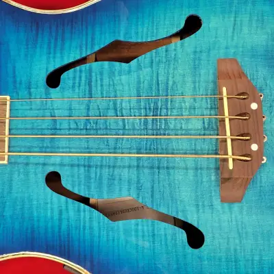 Galveston  W-100 Acoustic Electric Bass 1999 Trans Blue Flame Top image 4