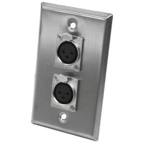 Seismic Audio SA-PLATE2 Stainless Steel Wall Plate w/ Dual XLR Female Connectors