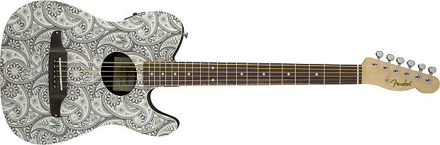 DISC - Fender Telecoustic White Paisley Limited Edition Guitar image 1