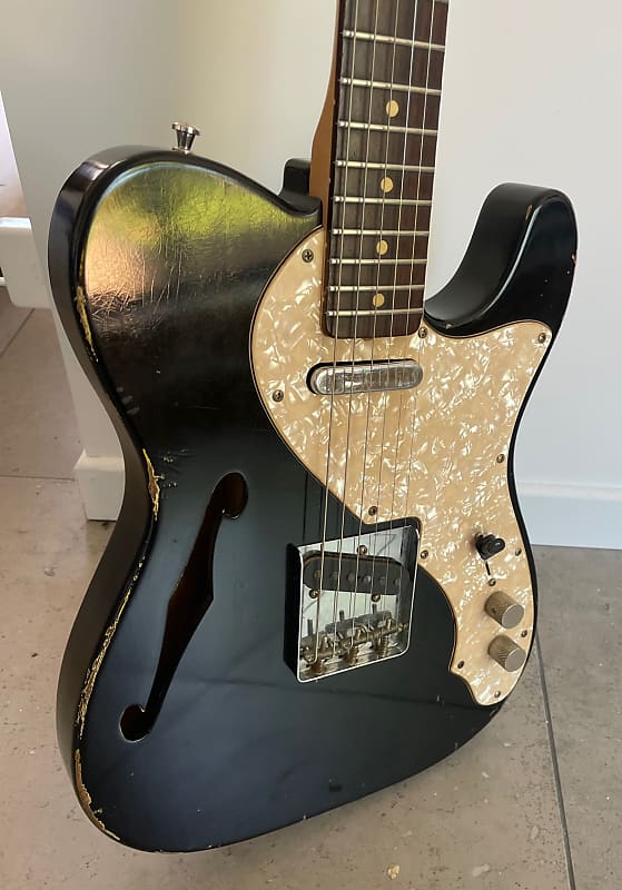 RebelRelic Telecaster thinline 2020 - Black Over Tv Yellow image 1