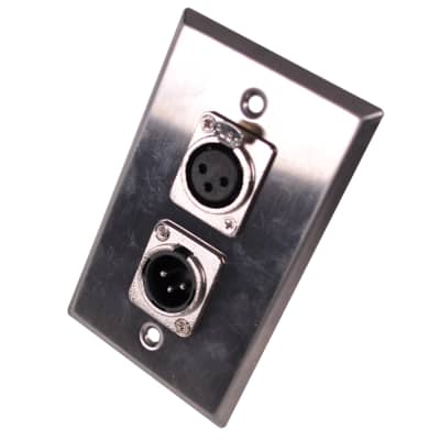 Stainless Steel Wall Plate - One XLR Male and One XLR Female Connector image 1