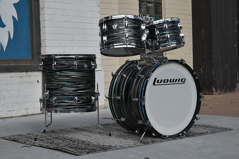 Vintage Ludwig Standard S-330 Drum kit 1970s in Blue Strata - 12, 13, 16, 22 image 1