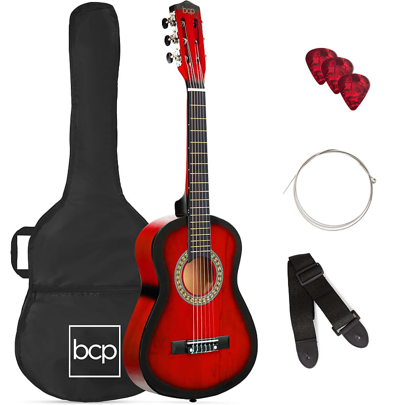 Best Choice Products Kids Acoustic Guitar Beginner Starter Kit with Carrying Case - 30in-Redburst image 1