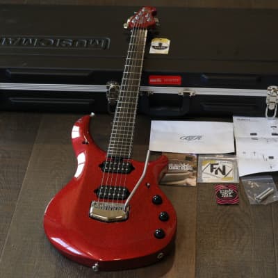 Ernie Ball Music Man Ball Family Reserve John Petrucci Majesty 6 Cinnabar Red Sparkle Signed + OHSC for sale