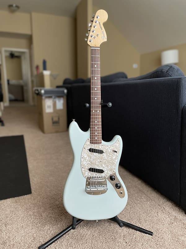 Fender American Performer Mustang - Satin Sonic Blue with Hardshell Case image 1