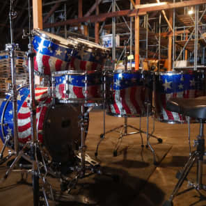 Spaun Custom 2000's American Flag Complete Drum Set image 2