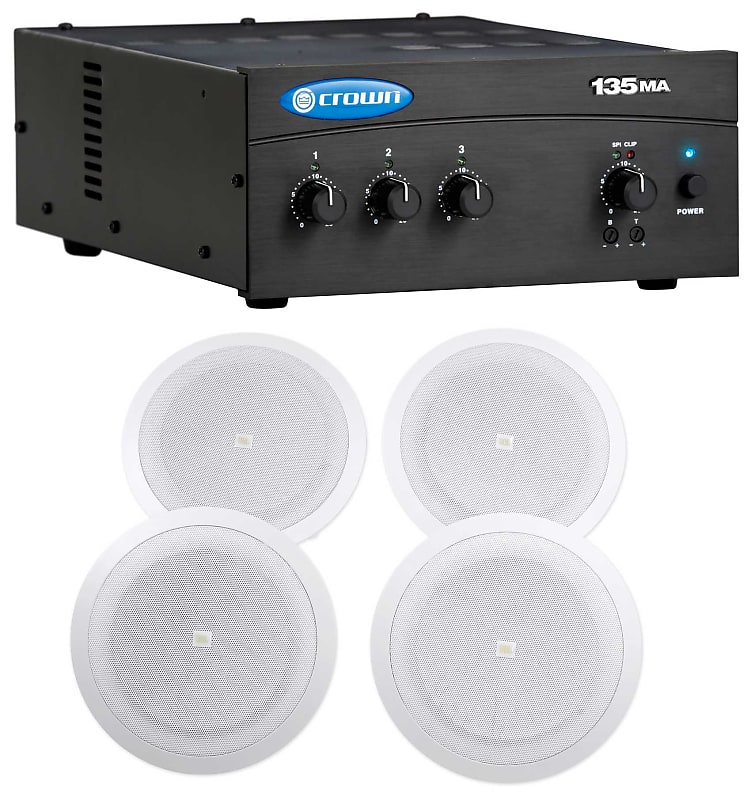 Crown 135MA 35 Watt Amplifier+(4) JBL 8" Speakers For Reverb