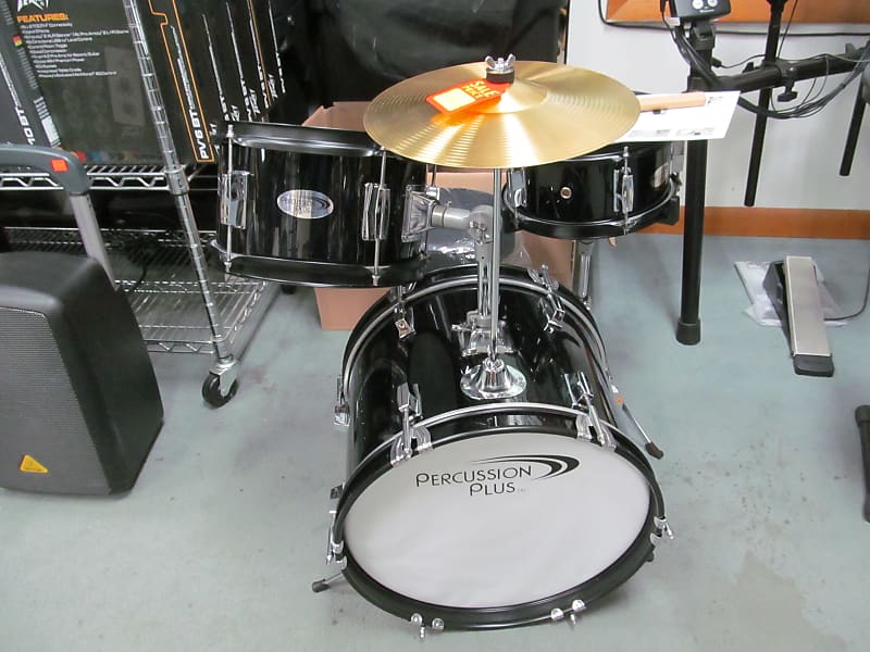 Percussion Plus 3Piece Junior Drum Set Black Reverb