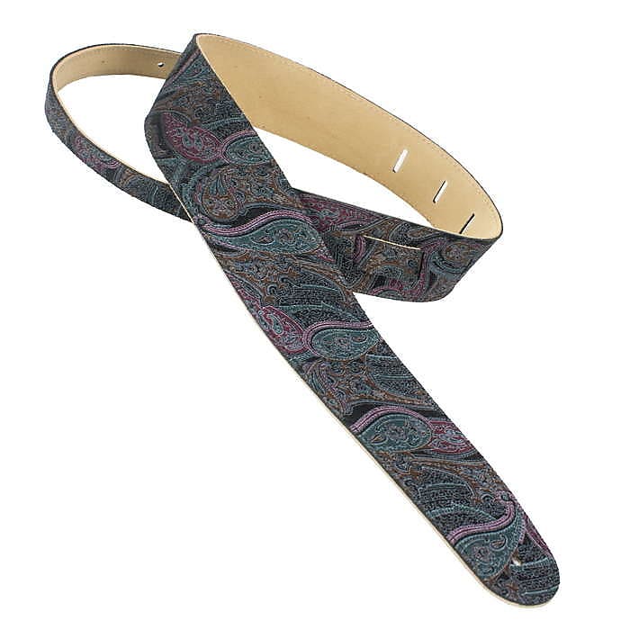 Immagine Henry Heller 2.5" Capri Leather Guitar Strap Black Paisley HCAP25P-BLK - 1