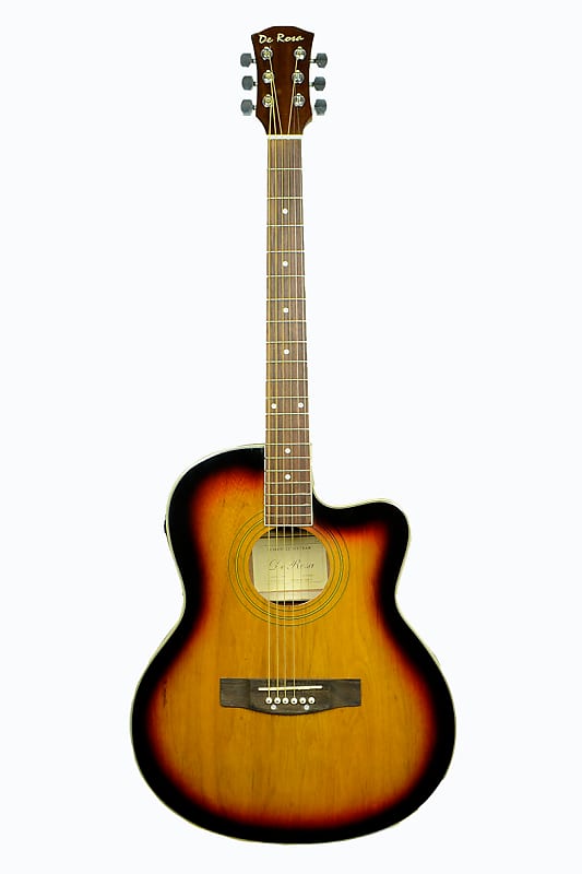 De Rosa GA700CE-BK Cutaway Acoustic-Electric Thin Body Guitar