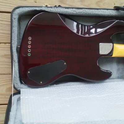 Left Handed Lefty LH Schecter Diamond Series California Custom 5 string  Bass Guitar Black Cherry image 3