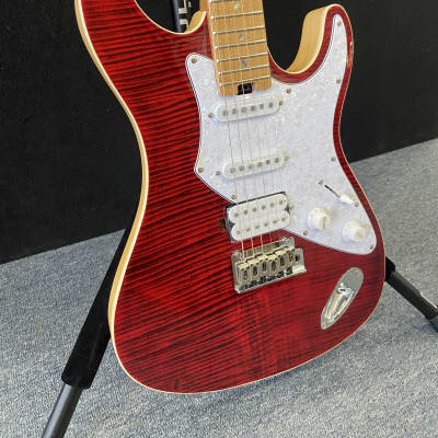 Aria Pro II  714 Mk2 Fullerton  Ruby Red Flame Top Electric Guitar   New! image 3