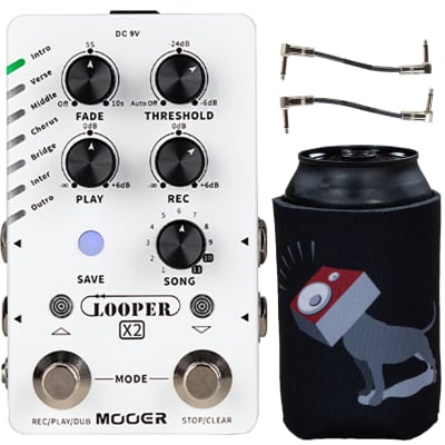 Mooer Looper X2 Stereo Looper Pedal w/ Patch Cables & Beer Hugger for sale