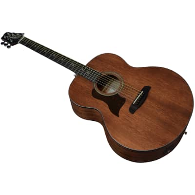 Sawtooth Mahogany Series Left-Handed Solid Mahogany Top Acoustic-Electric Jumbo Guitar with Padded Gig Bag and Pick Sampler image 7